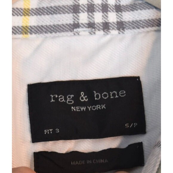 Rag & Bone Fit 3 Regular Fit Beach Shirt Plaid Ivory Grey Yellow Men's Small - Picture 4 of 10
